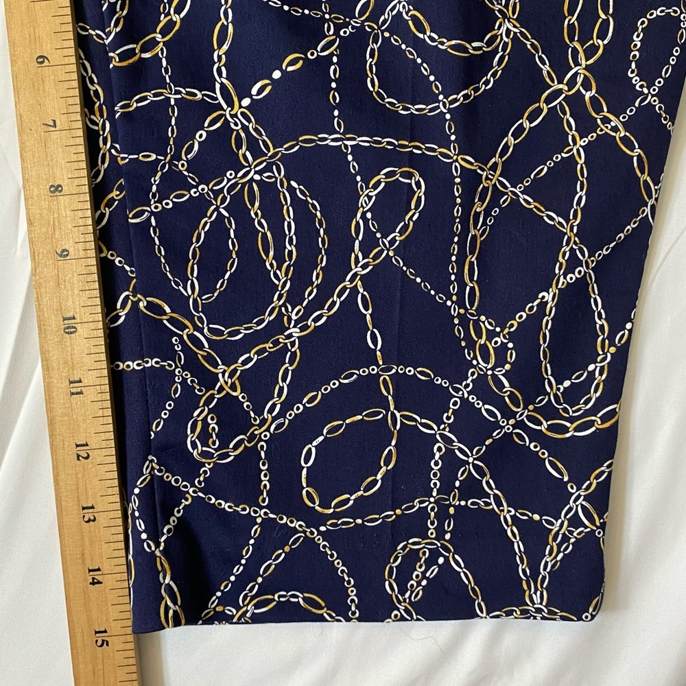 Vintage Navy Blue Chain Print Pants, Preppy Equestrian Summer Country Club Vibes - Picture 9 of 10